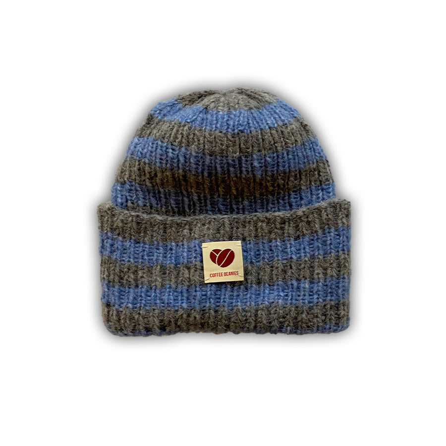 Gestreifte Sky Beanie Mütze von Coffee Beanies